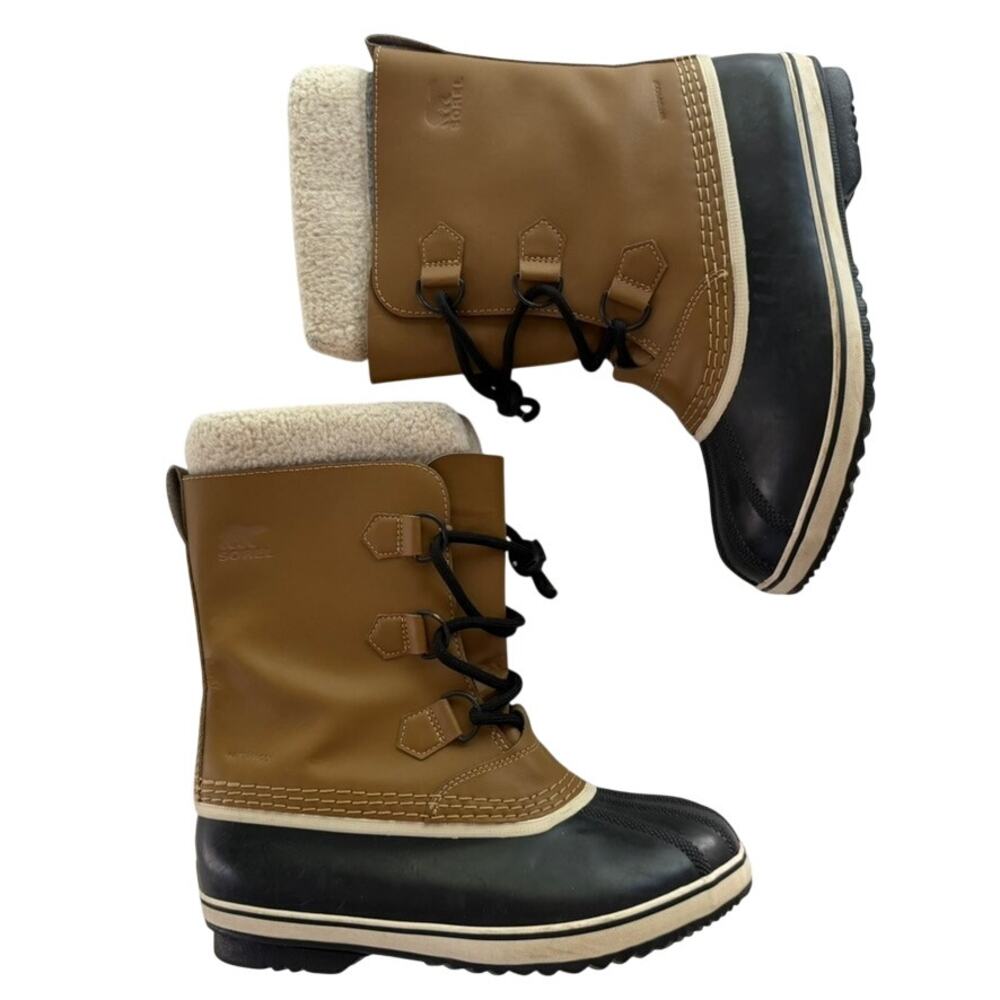 Sorel Pac Boots Ladies Size 7 Tan Rubber Waterproof Rain Winter
